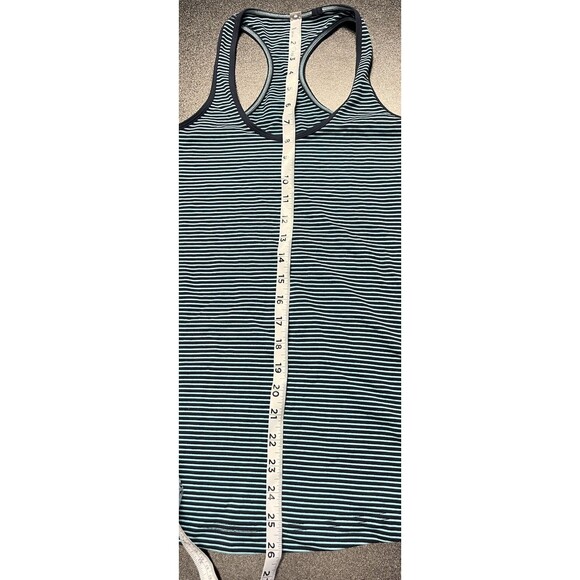 Lululemon Cool Racerback Classic Stretch Hyper Stripe Blue Luon Tank Size 6 - Picture 11 of 12
